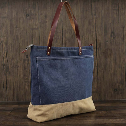 Flash Sale Canvas Tote Bag Canvas With Full Grain Leather Shoulder Bag Handmade Shopper Bag Beach Bag