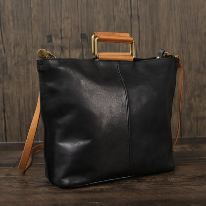 Flash Sale Full Grain Leather Handbag Black Leather Shoulder Bag Women Leather Crossbody Bag