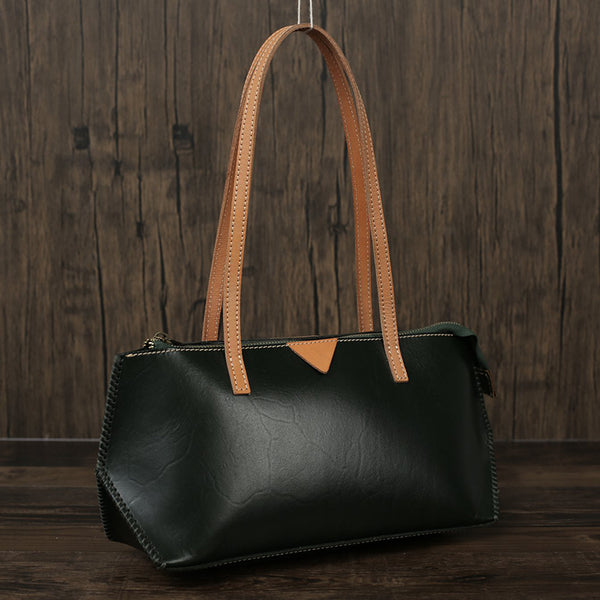 Flash Sale Full Grain Leather Tote Bag Green Leather Handbag Vintage Women Shoulder Bag