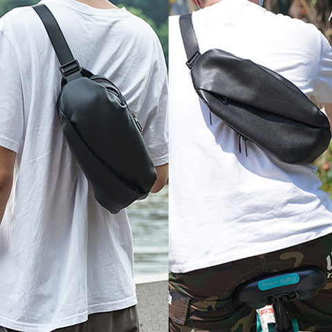 Full Grain Leather Crossbody Bag Handmade Leather Sling Bag With Adjustable Shoulder Strap Mens Chest Bag Shoulder Bag