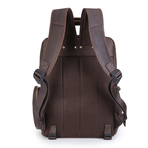 advanced camera and laptop backpack travel brown for dslr Vintage Leather Backpack Full Grain Crazy Horse Leather Travel Backpack Large Laptop Backpack Retro Rucksack