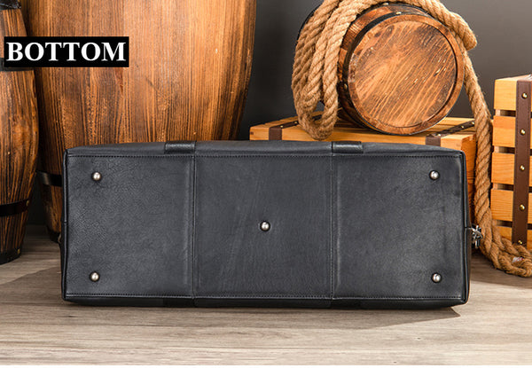 Full Grain Leather Gym Bag Mens Leather Duffle Bag Travel Bag Leather Weekend Luggage Bag Leather Carry-on Bag Black