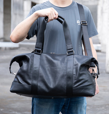 Full Grain Leather Gym Bag Mens Leather Duffle Bag Travel Bag Leather Weekend Luggage Bag Leather Carry-on Bag