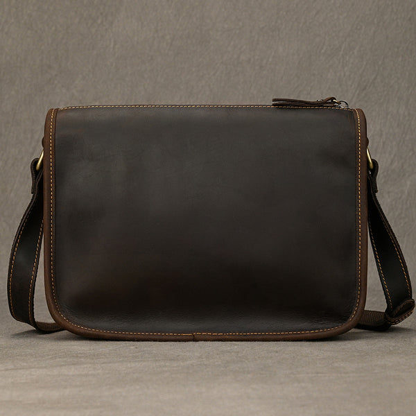 Full Grain Leather Mens Messenger Bag Handcrafted Leather Shoulder