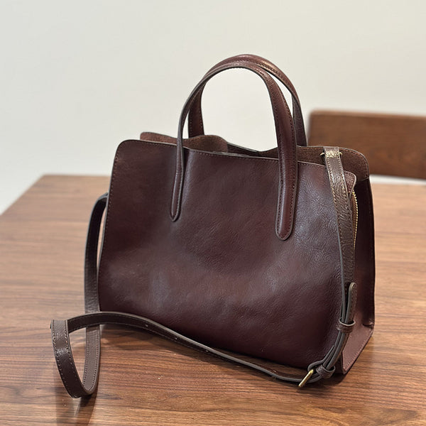 Full Grain Leather Tote Bag Casual Leather Shoulder Bag Stylish Women Leather Handbag Gift for Her