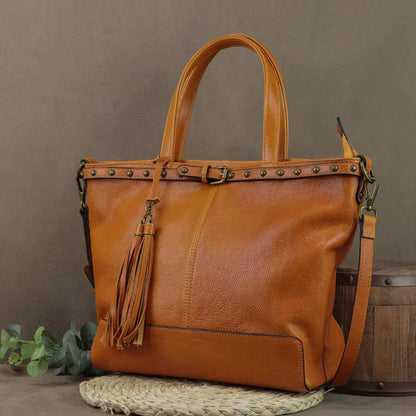 Full Grain Leather Tote Bag Handmade Leather Bag Everyday Bag Vintage Women Leather Shoulder Bag Handbag