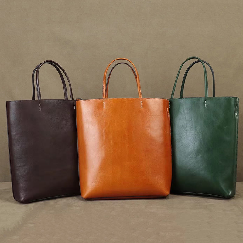 Full Grain Leather Tote Bag Women Leather Purse Leather Work Student B –  ROCKCOWLEATHERSTUDIO