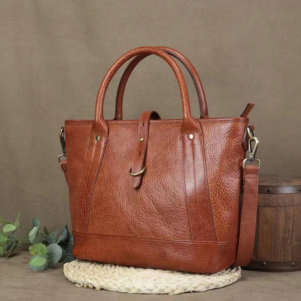 Full Grain Leather Tote Work Tote Bag Shopping Bag With Zipper Handmade Tote Bag For Women Leather Handbag