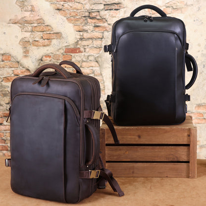 Full Grain Leather Travel Backpack Mens Leather Laptop Backpack Handmade Large Leather Backpack Leather Rucksack