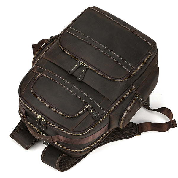 Full Grain Leather Travel Bag Large Leather Backpack For Men Backpack   RockCow Leather Studio