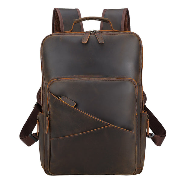 Full Grain Leather backpack Mens Crazy Horse Laptop Backpack Handmade ...