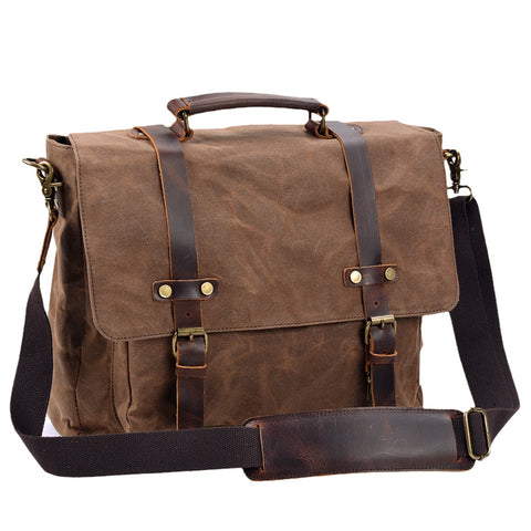 Handmade Canvas Messenger Bag 15.6 Inch Laptop Bag Vintage Canvas Crossbody Bag Men's Gift