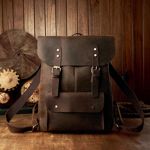 Handmade Leather Backpack Purse, Vintage Backpacks, School Backpacks
