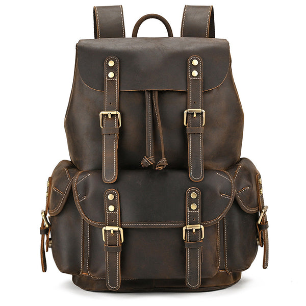 best leather backpacks under 500 Leather Backpack For Men Retro Leather Travel Backpack Handmade Leather School Bag Large Laptop Bag Brown
