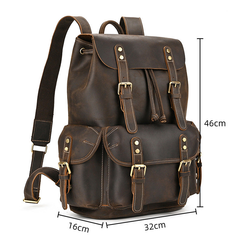 Leather Backpack For Men Retro Leather Travel Backpack Handmade Leathe – RockCow Leather Studio