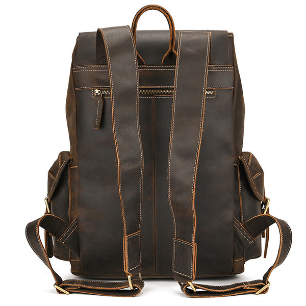 Leather Backpack For Men Retro Leather Travel Backpack Handmade Leather School Bag Large Laptop Bag Brown Leather Backpack For Men Retro Leather Travel Backpack Handmade Leather School Bag Large Laptop Bag Brown