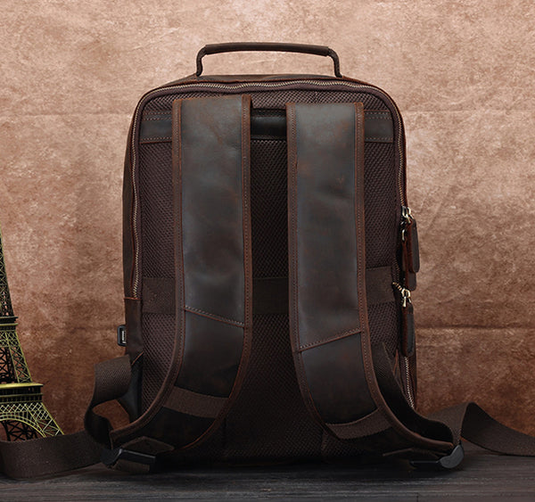 Leather Backpack For Men Full Grain Leather Travel Backpack Handmade Leather 15.6 inches Laptop Backpack Gift For Him Coffee Leather Backpack For Men Full Grain Leather Travel Backpack Handmade Leather 15.6 inches Laptop Backpack Gift For Him Coffee