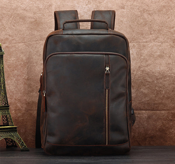Leather Backpack for Men Full Grain Leather Travel Backpack Handmade Leather 15.6 inches Laptop Backpack Gift For Him