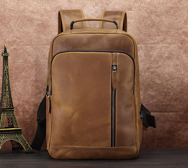 brown faux leather backpack mens Leather Backpack For Men Full Grain Leather Travel Backpack Handmade Leather 15.6 inches Laptop Backpack Gift For Him Coffee