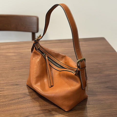 Leather Designer Bucket Bag With Adjustable Strap, Women Full Grain Leather Shoulder Bag For Everyday Use, Chic Soft Leather Crossbody Bag