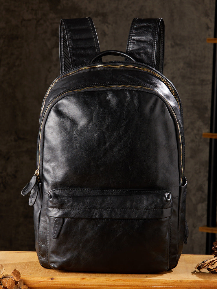 boulder ridge leather backpack black and brown Men 16