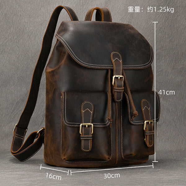 brown leather backpack made in usa Mens 15 Inch Leather Laptop Backpack Retro Travel Bac – RockCow Leather Studio ~ Theodore Roosevelt Details Our signature thick FatFace - Chestnut Brown Leather
