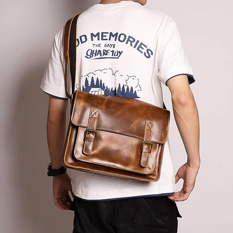 Canvas Leather Messenger Bag Crossbody Bag Shoulder Bag Laptop Bag 2138K