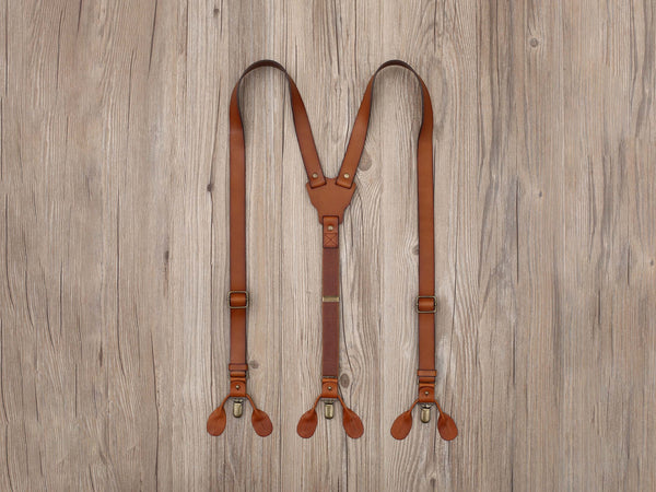 Personalized Men's Leather Suspenders, Brown Suspenders Leather Suspenders, Groomsmen Gift