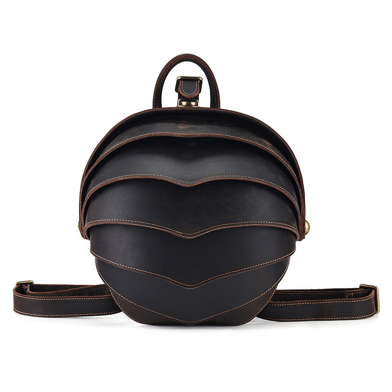 Unique Leather Backpack Handmade Vintage Leather Backpack Full Grain Leather Retro Beetle Rucksack Small