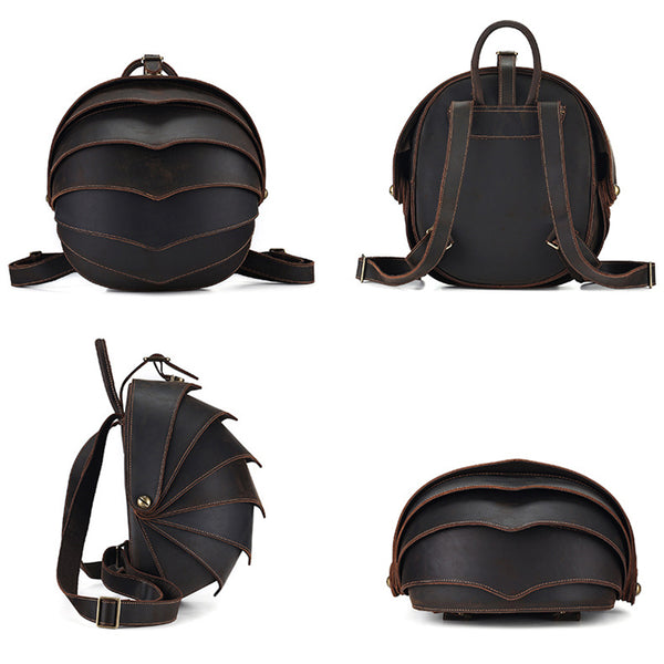 black vintage haiku leather backpack Unique Leather Backpack Handmade Vintage Leather Backpack Full Grain Leather Retro Beetle Rucksack Small