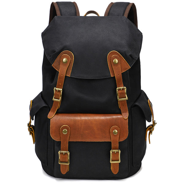 Vintage Canvas Travel Backpack Waxed Canvas 16 Inch Laptop Backpack Wa – RockCow Leather Studio