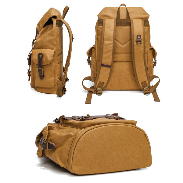 Vintage Canvas Travel Backpack Waxed Canvas 16 Inch Laptop Backpack Wa RockCow Leather Studio Vintage Canvas Travel Backpack Waxed Canvas 16 Inch Laptop Backpack Wa RockCow Leather Studio