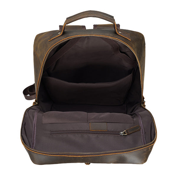 Vintage Crazy Horse Leather Backpack Full Grain Leather Travel Backpack Handmade Mens Leather Backpack Hipster Backpack Black