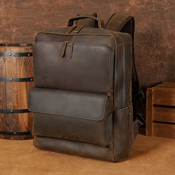 brown leather hipster backpack Vintage Crazy Horse Leather Backpack Full Grain Leather Travel Backpack Handmade Mens Leather Backpack Hipster Backpack Black