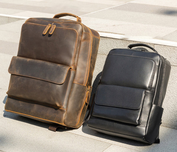 brown leather hipster backpack Vintage Crazy Horse Leather Backpack Full Grain Leather Travel Backpack Handmade Mens Leather Backpack Hipster Backpack Black