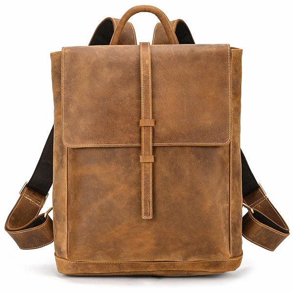 Vintage Leather Backpack Full Grain Leather Travel Backpack College Rucksack For Men Handmade Leather Knapsack