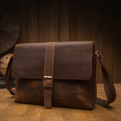 Vintage Leather  Messenger Bag Handmade Mens Shoulder Bag Leather Satchel Bag For Men