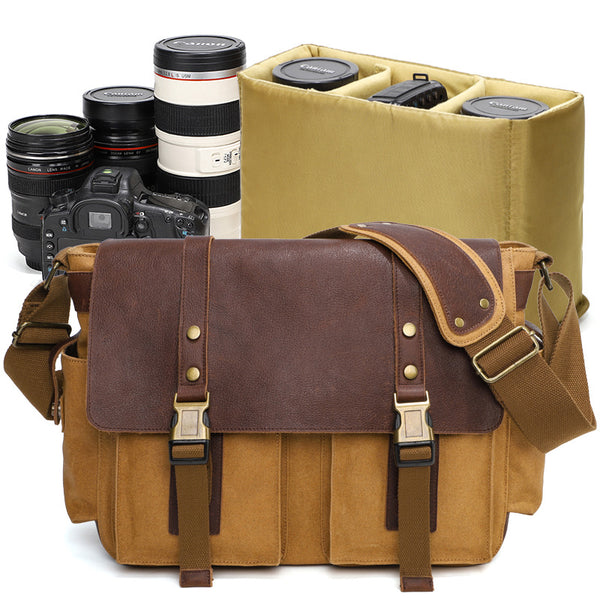 Waterproof Canvas Camera Bag Shoulder Bag Case SLR/DSLR Camera Bags Canvas And Leather Camera Bags