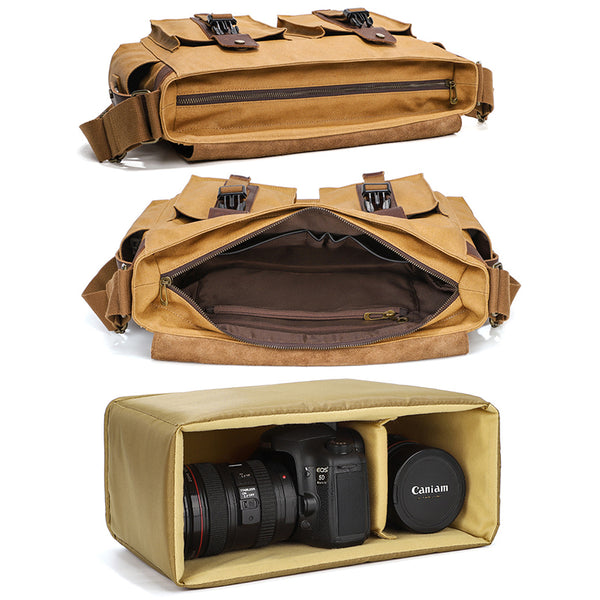 Waterproof Canvas Camera Bag Shoulder Bag Case SLR/DSLR Camera Bags Ca –  ROCKCOWLEATHERSTUDIO