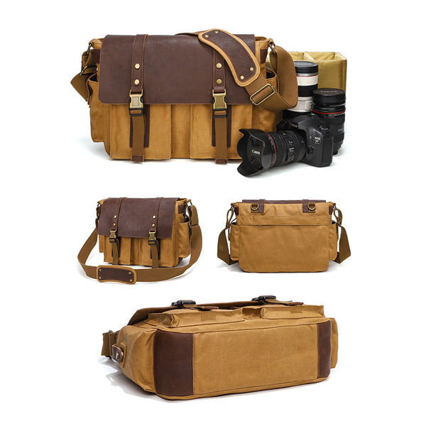 camera messenger bags rain cover Waterproof Canvas Camera Bag Shoulder Bag Case SLR/DSLR Camera Bags Ca – RockCow Leather Studio