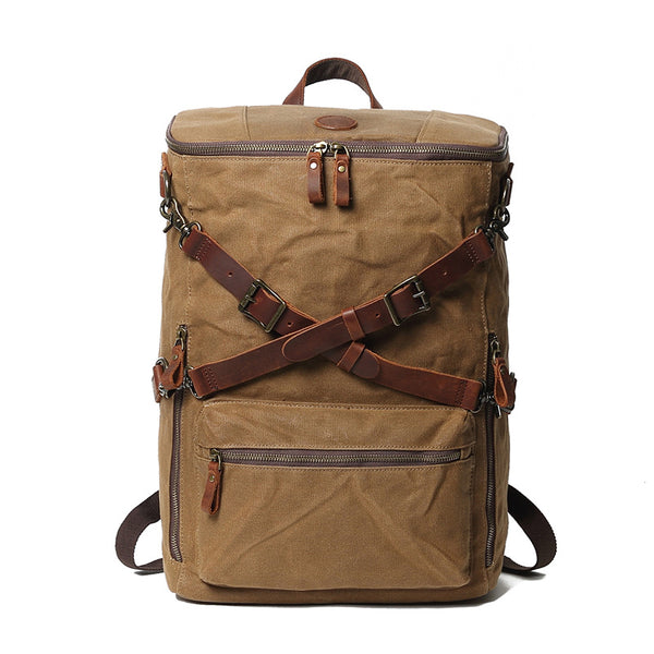 Waterproof Canvas Travel Backpack Vintage Canvas Rucksack Waxed Canvas Laptop Backpack Hiking bag