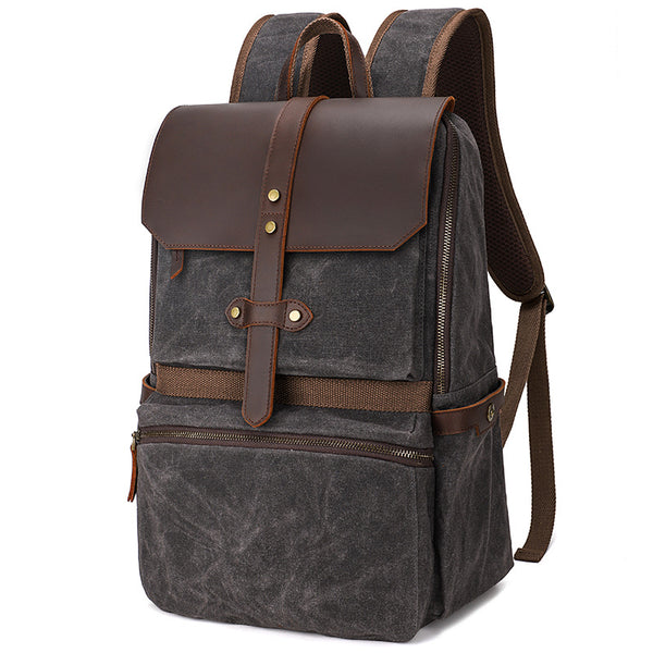 Sac à dos en toile cirée, grand sac de voyage, sac d'école en toile, sac à dos pour ordinateur portable, sac de week-end unisexe