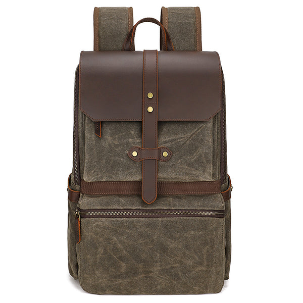 Waxed Canvas Backpack Large Travel Backpack Canvas School Rucksack Laptop Backpack Unisex Weekender Backpack