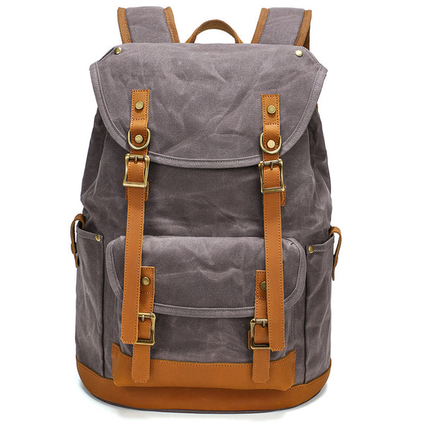 allo backpack canvas leather Waxed Canvas Backpack Retro Full Grain Leather And Canvas Travel Backp – RockCow Leather Studio