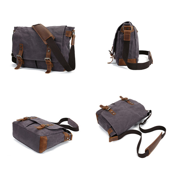 canvas leather bags over shoulder backpack Waxed Canvas Crossbody Bag Canvas Messenger Bag Canvas Shoulder Bag Canvas Leather Satchel For Men Army Green