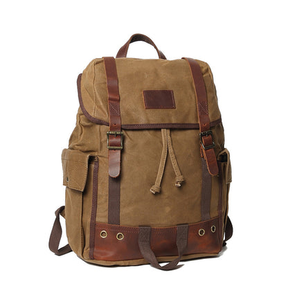 Waxed Canvas Laptop Backpack Flap Cover Canvas Travel Backpack Waterproof Canvas School Backpack Outdoor Backpack