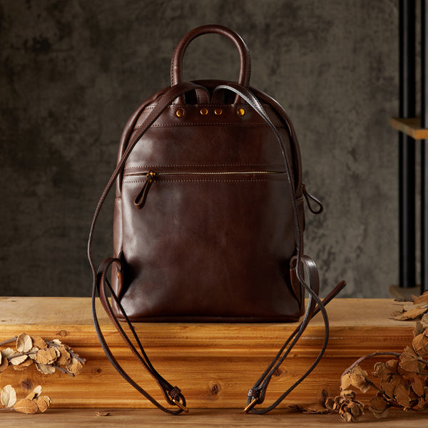 Women Vintage Genuine Leather Backpack, Designer Leather Backpack Purs – RockCow Leather Studio