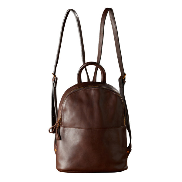 dark brown leather backpack purse simple Women Vintage Genuine Leather Backpack, Designer Leather Backpack Purs –  RockCow Leather Studio