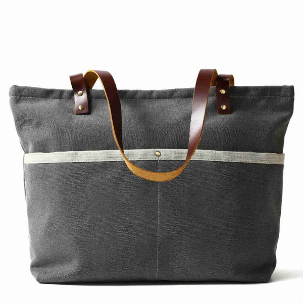 Flash Sale Waxed Canvas Tote Bag, Women Shoulder Bag With Leather, Diaper Bag, Handbag