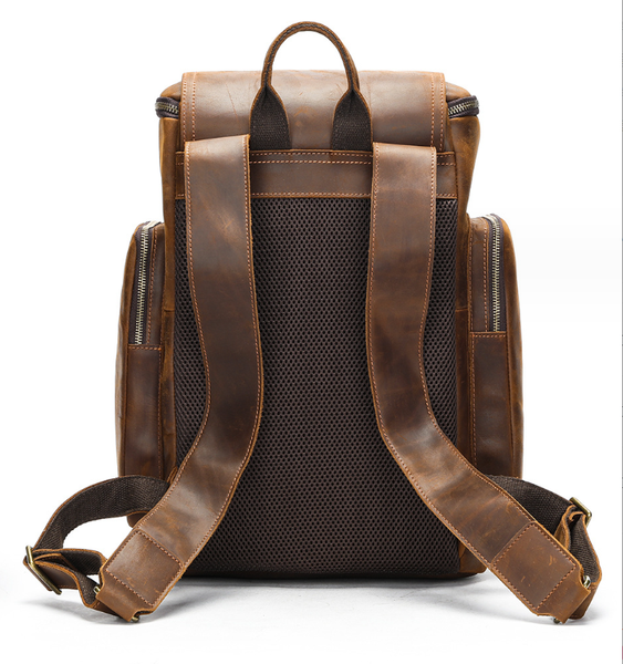 amazon leather backpack laptop Crazy Horse Leather Men Backpack Vintage Laptop Backpack Travel Backpack ESS468